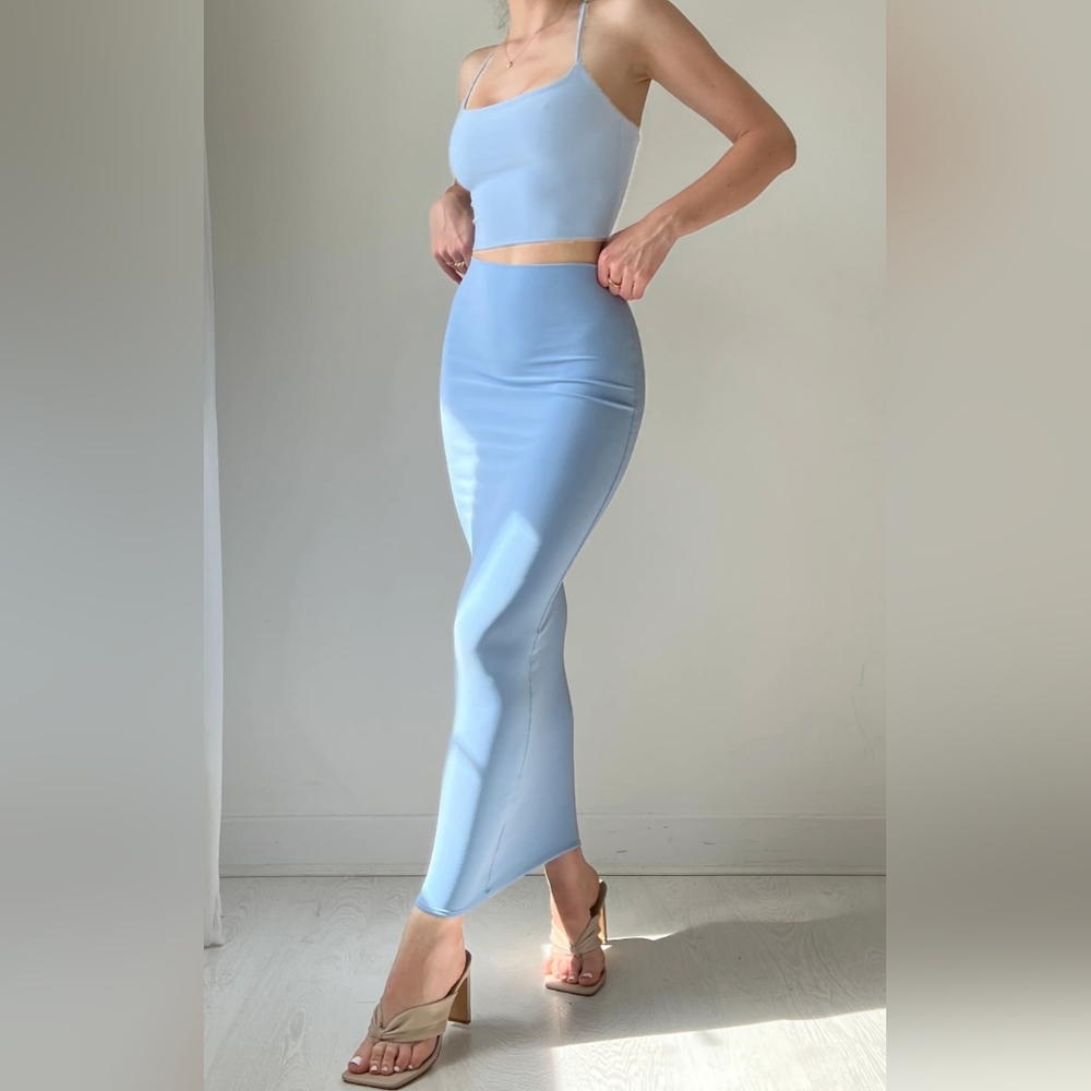 AYM Studio Elle Maxi Skirt, Baby Blue, Size M, NWT